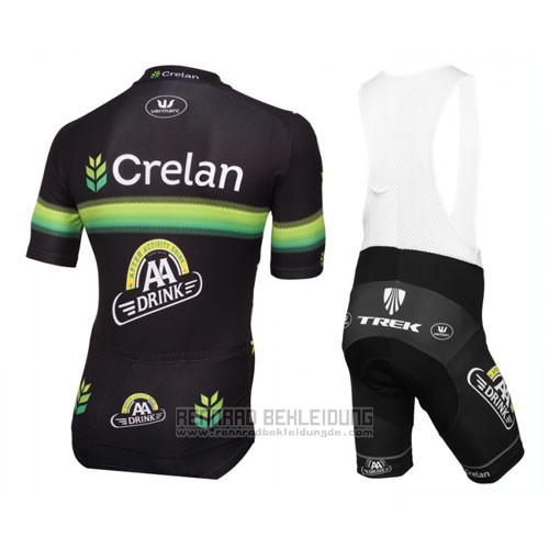 2016 Fahrradbekleidung Crelan AA Shwarz und Grun Trikot Kurzarm und Tragerhose